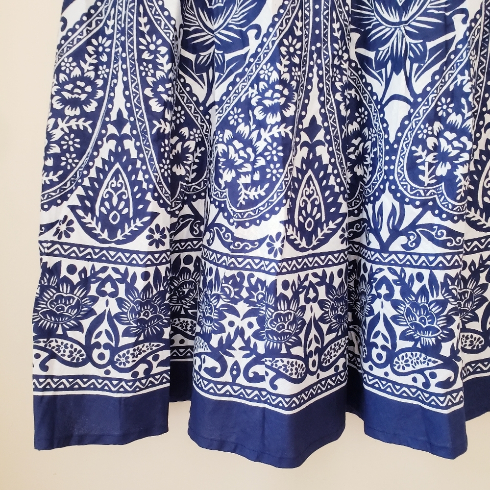 Studio West Blue and White Floral Midi Skirt - Picture 6 of 14